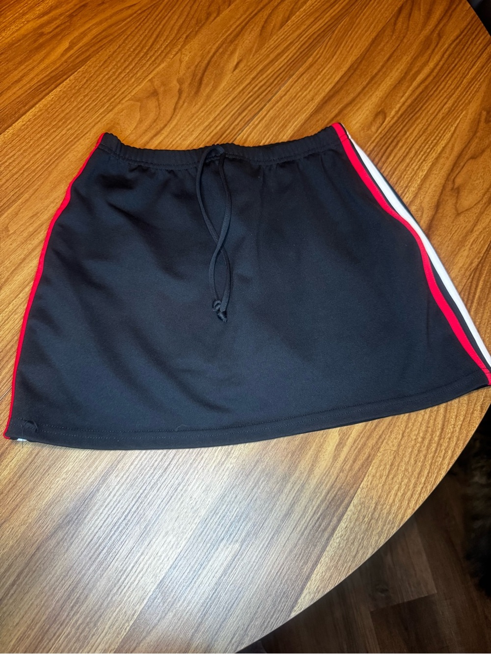 Fashion Bug Black Mini Skirt with Red & White Side Stripes